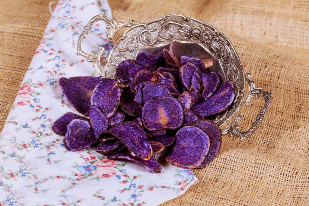 blue potatoes ready to eat